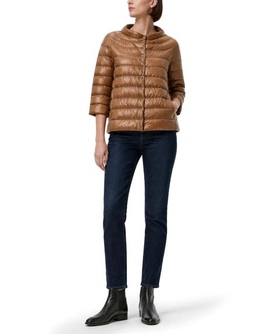 Herno Brown Sofia Iconico Cropped Down Puffer Coat