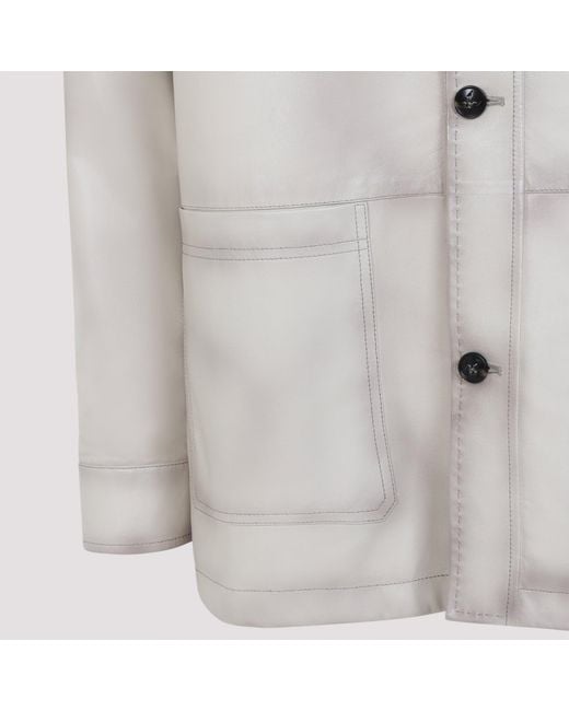 Kiton Lamb Leather Jacket in het Natural