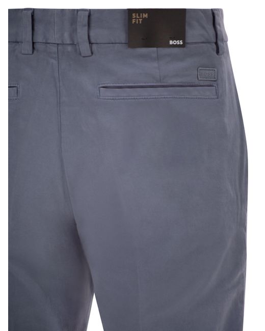 Boss Blue Slim Fit Stretch Cotton Chino Trousers for men