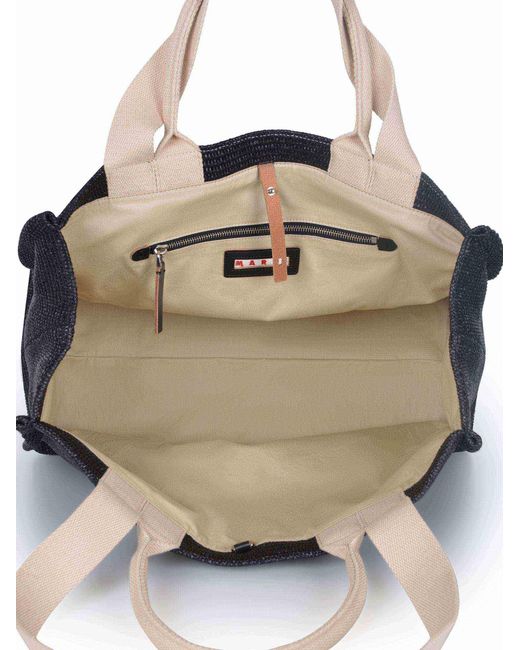 Marni Black Einkaufstasche aus schwarzem Raft