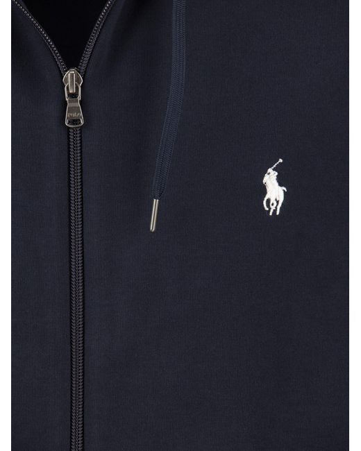 Polo Ralph Lauren Blue Exclusive Double-Knit Hoodie With Embroidered Pony for men
