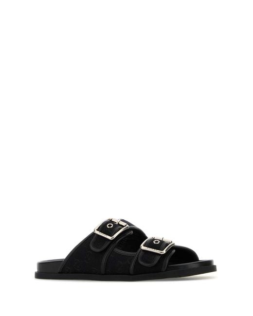 Gucci Black Gg Fabric Slippers