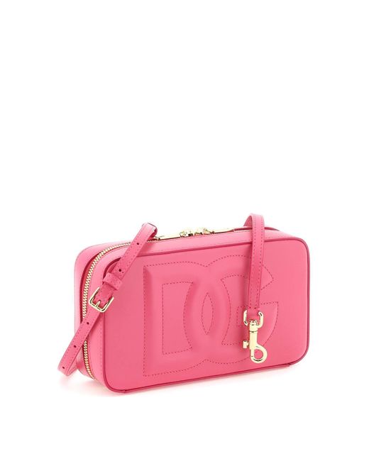 Camera Bag In Pelle Con Logo di Dolce & Gabbana in Pink
