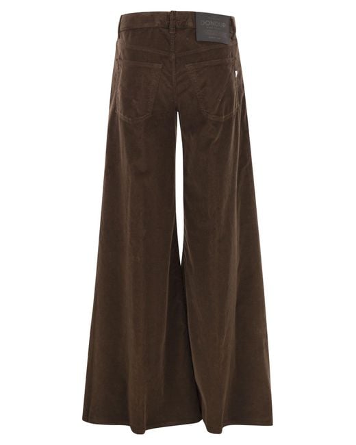Dondup Brown Marlen Wide Leg Velvet Trousers