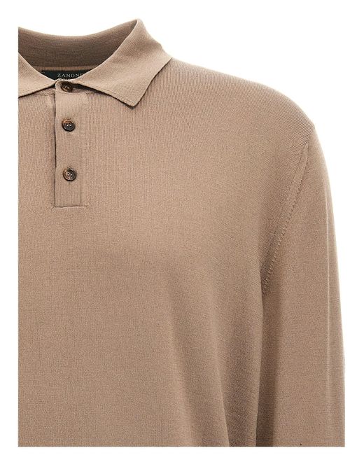 Zanone Wollen Poloshirt in het Brown voor heren