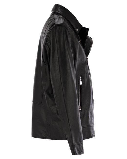 Dondup Black Leather Jacket for men