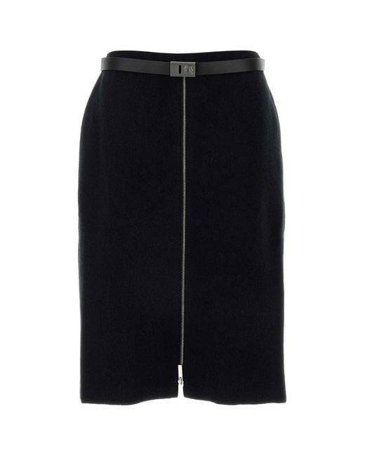 Ferragamo Black Salvatore Stretch Wool Blend Skirt