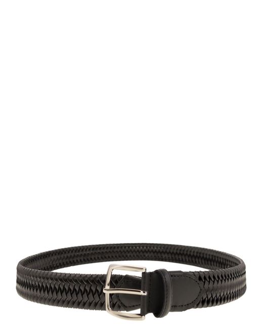 Alberto Luti Black Woven Leather Belt for men