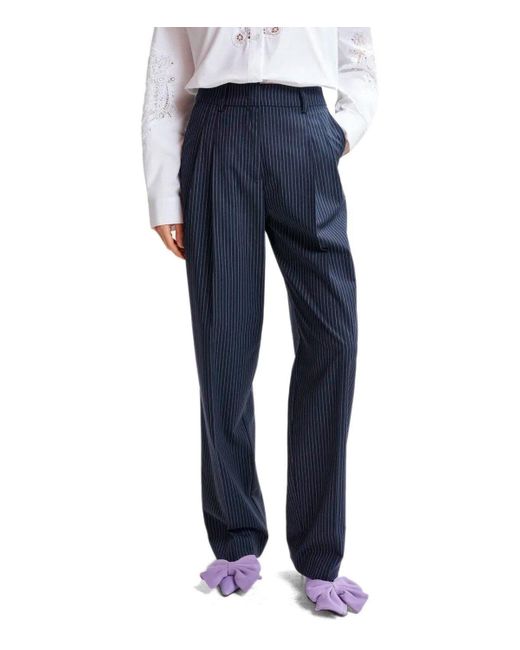 Essentiel Antwerp Blue Herb Pinstripe Trousers