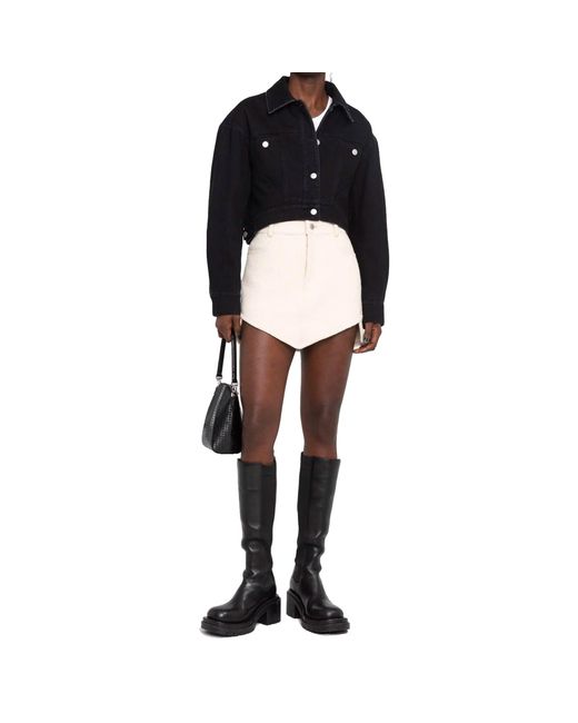 McQueen Black Cropped Denim Jacket For