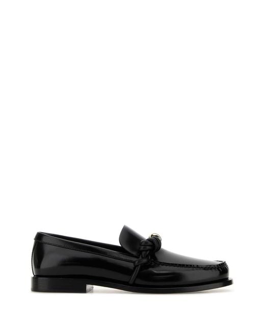 Jil Sander Black Leather Tangle Loafers