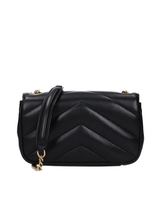 Saint Laurent Black Loulou Crossbody Bag Leather