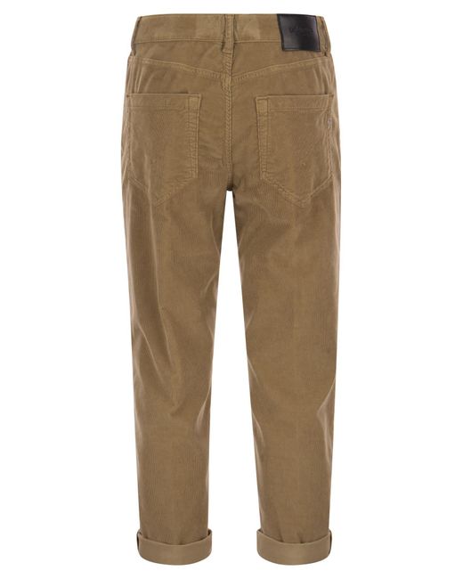 Dondup Natural Koons Multi Striped Velvet Trousers With Jewelled Buttons