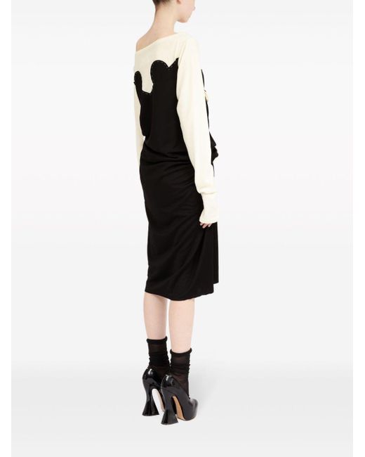 Maison Margiela Black Cotton Blend Midi Dress