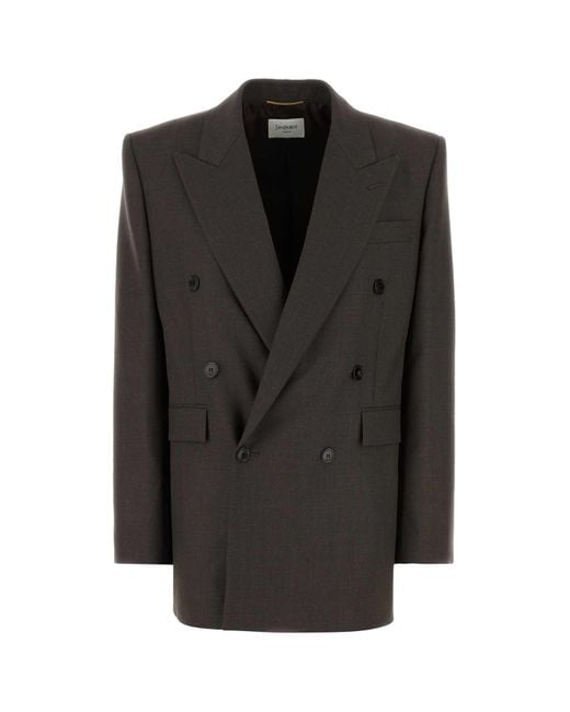 Saint Laurent Black Dark Wool Blazer