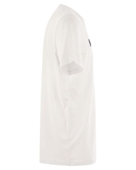 Moncler T -shirt Met Ingekloten Katoenen Logo in het White