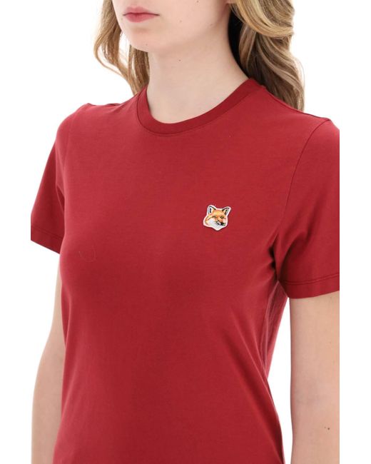 Maison Kitsuné Fox Head Crew Neck T -shirt in het Red