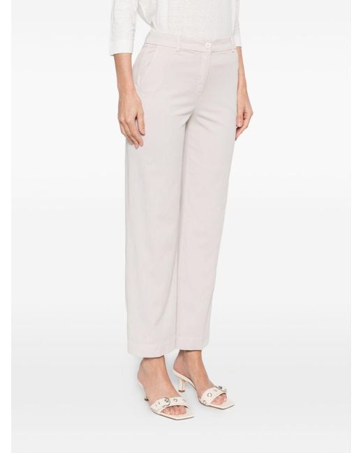 Via Masini 80 White Trousers Cotton