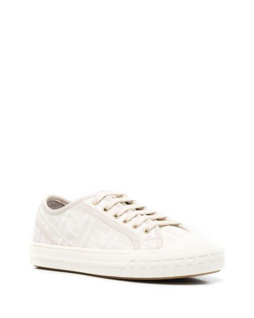 Fendi White Domino Canvas Sneakers