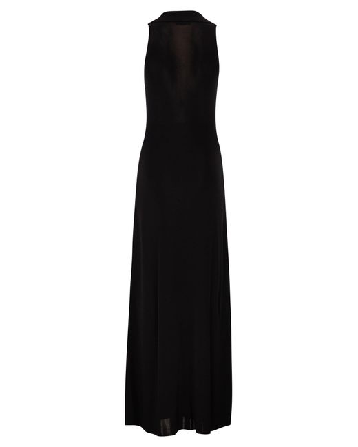 Elisabetta Franchi Black Viscose Knit Dress With Jewel Detail