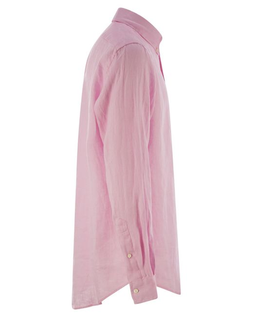 Polo Ralph Lauren Pink Custom-Fit Linen Shirt for men