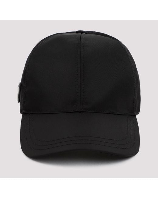 Prada Black Sleek Six-Panel Hat for men