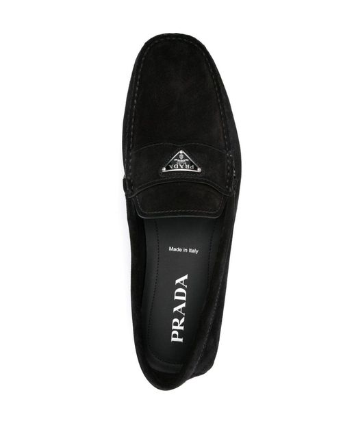 Prada Black Logo-Plaque Loafers for men