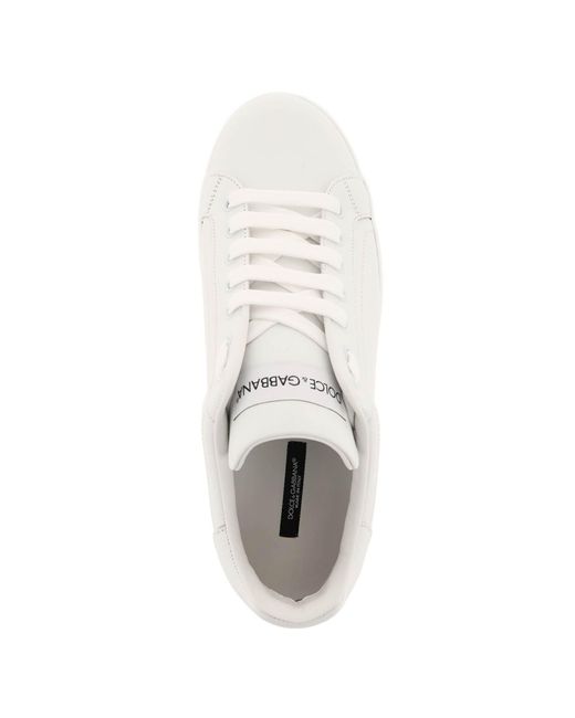 Dolce & Gabbana Portofino Lederen Sneakers in het White voor heren