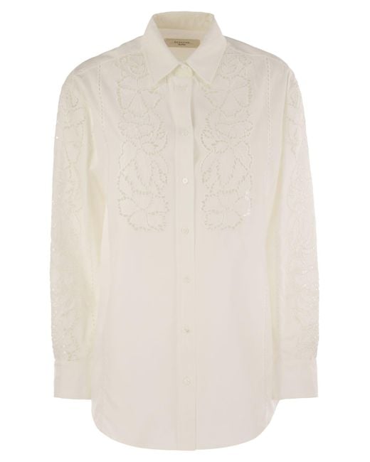 Weekend by Maxmara White Weekend Max Mara Elmi Embroidered Soft Poplin Shirt