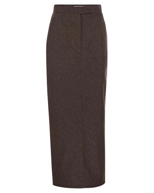 Max Mara Brown Pianosa Denim Effekt Baumwollrock
