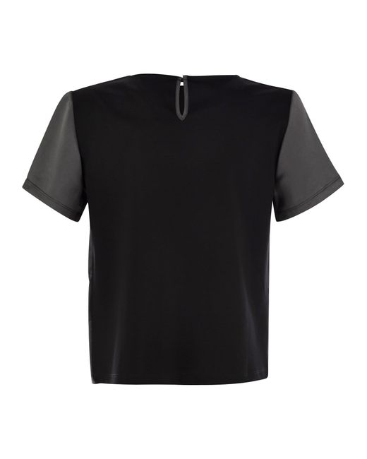 Weekend by Maxmara Black Amburgo Satin And Jersey T Shirt