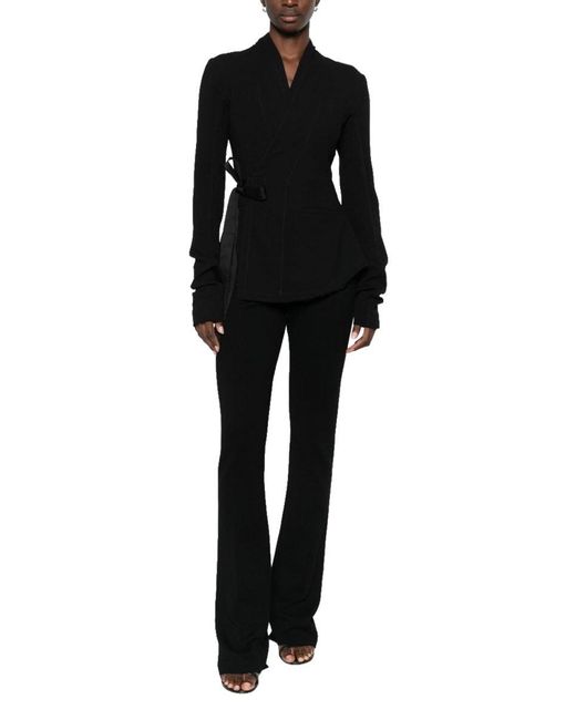Rick Owens Black Wool Wrap Blazer Jacket