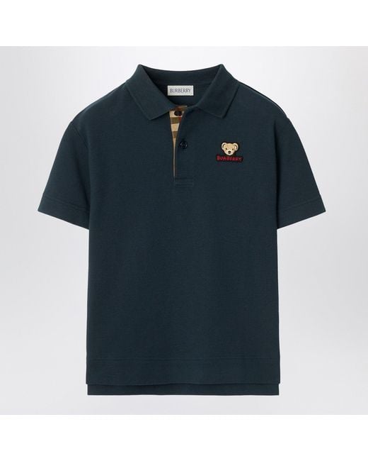 Burberry Blue Cotton Polo Shirt for men