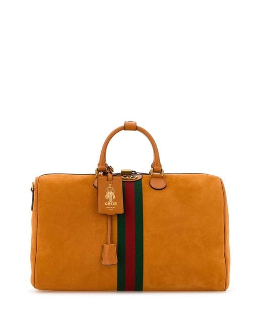 Gucci Orange Suede Medium Savoy Travel Bag