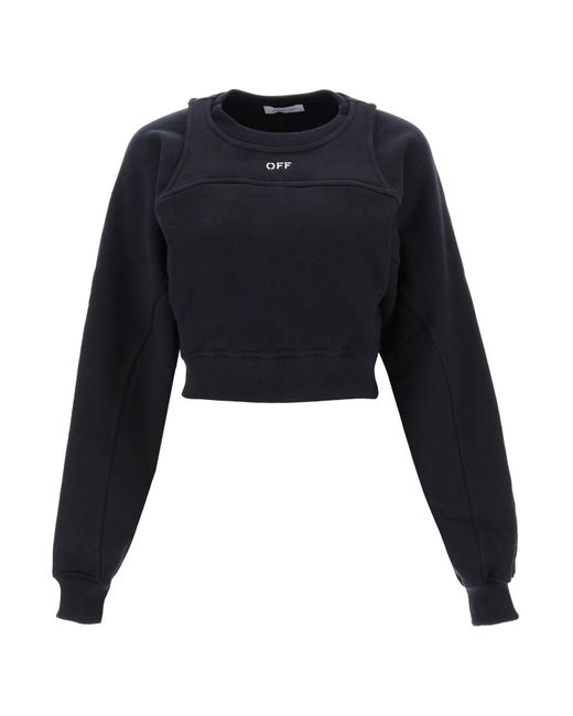 Black and white cropped sweatshirt clearance
