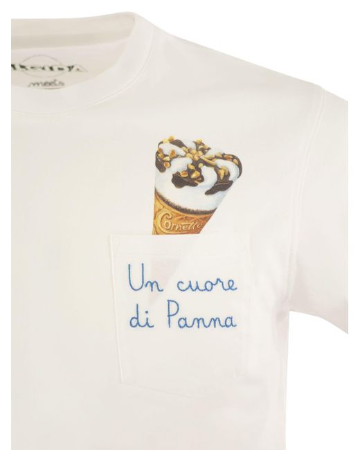 Mc2 Saint Barth White Austin T Shirt With Embroidery On Chest Algida Limited Edition