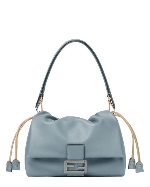 Fendi Blue Oversized Clasp Handbag
