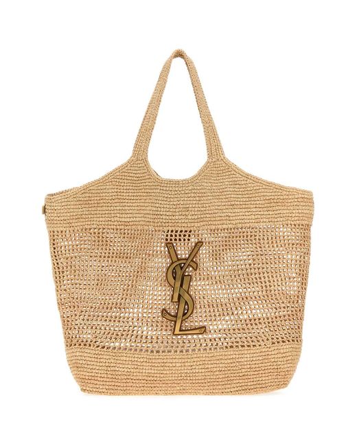 Saint Laurent Natural Raffia Maxi Icare Shopping Bag