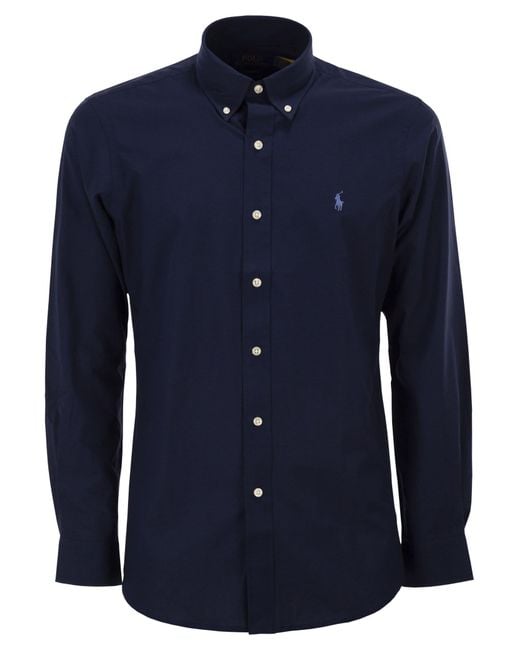 Polo Ralph Lauren Blue Stretch Cotton Button Down Shirt