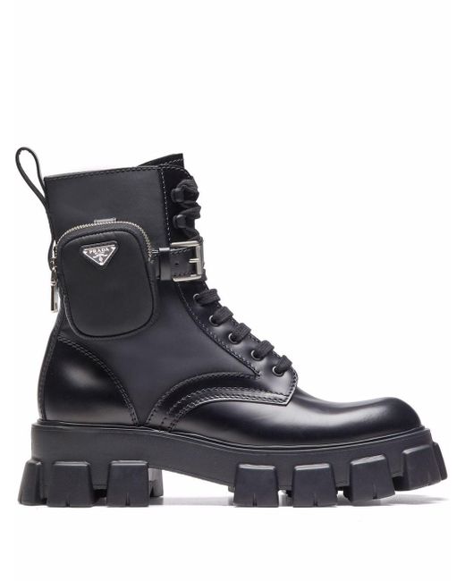 Prada Monolith -Stiefel mit Beutel in Black für Herren