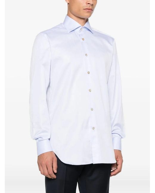 Kiton Katoenen Overhemd in het White voor heren