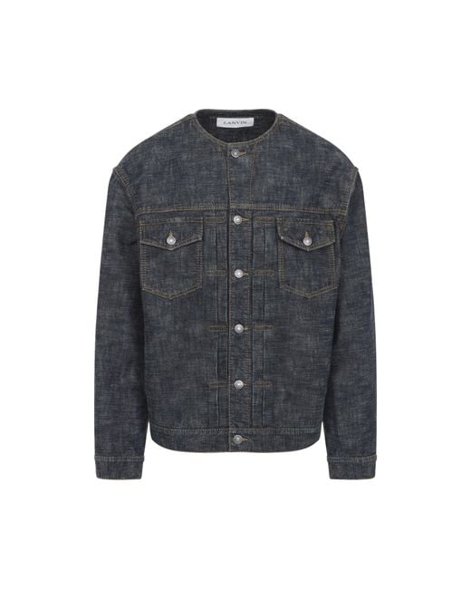 Lanvin Gray Collarless Cotton Jacket