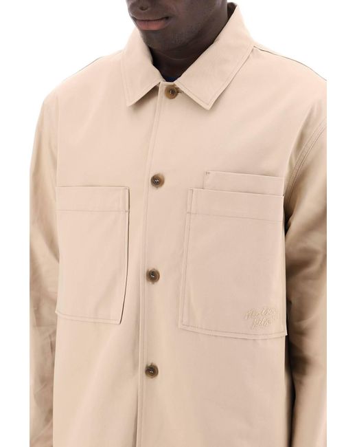 Maison Kitsuné Cotton Gabardine Overshirt in Natural für Herren