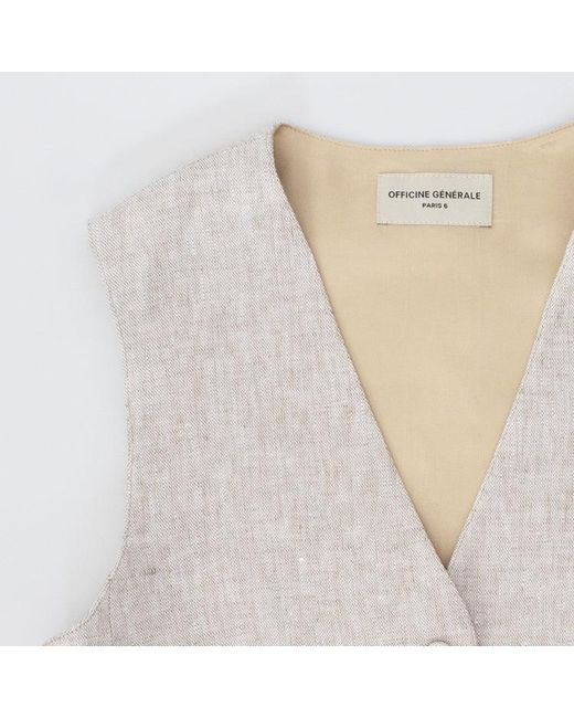 Officine Generale White Tailored Waistcoat With Adjustable Fit