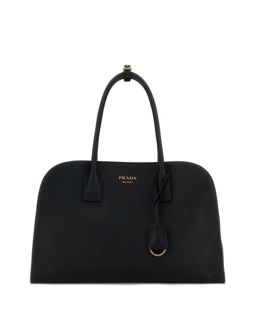 Prada Black Leather Medium Shopping Bag
