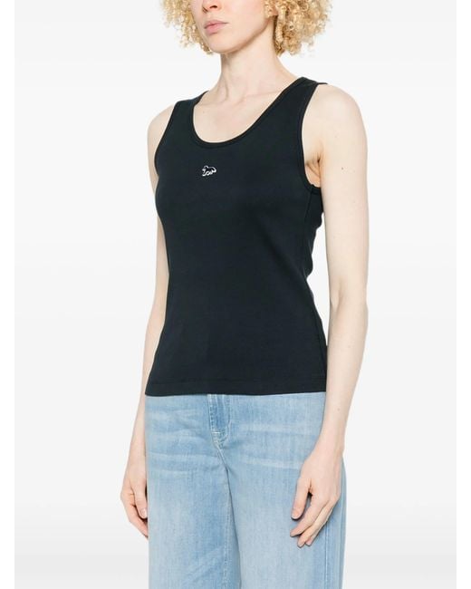 Maison Kitsuné Black Baby Fox Ribbed Tank Top