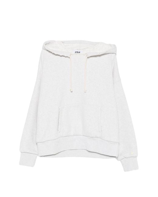 Golden Goose Deluxe Brand White Star/ Relaxed Hoodie/ Double Layer/ Destroyed Wash
