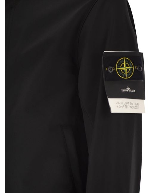 Stone Island Black Jacket With Hood And Water And Wind Resistant Membrane for men
