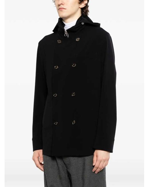 Montecore Black Double-Breasted Jacket With Hood