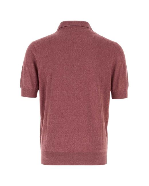 Brunello Cucinelli Pink Plum Linen Blend Polo Shirt